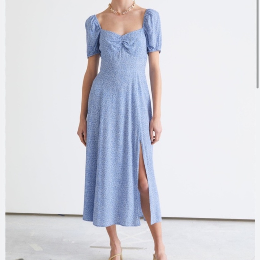& Other Stories Floral Puff Sleeve Midi Dress size 6 (altered)